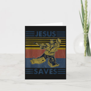 Carte Hockey Jésus Sauve Drôle de Hockey La boîte de pén