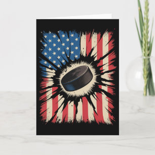 Carte Hockey Patriotique 4 Juillet Drapeau Américain Vin