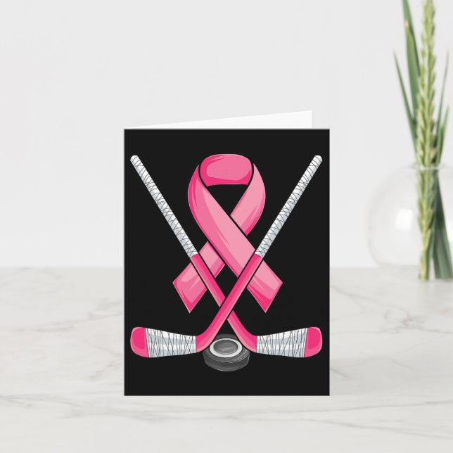 Carte Hockey rose Ruban Brebis Sensibilisation au cancer (Devant)