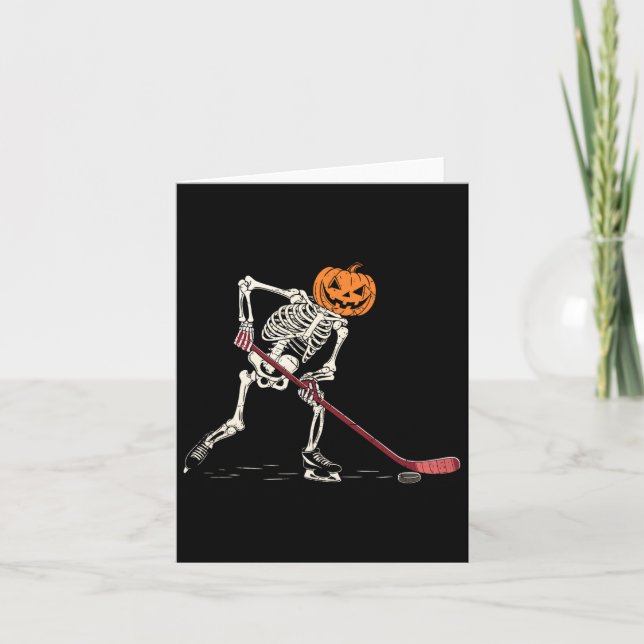 Carte Hockey Squelette Halloween Joueur Catcher Mens Gar (Devant)