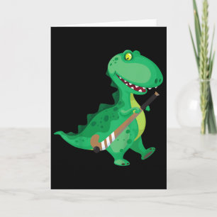 Carte Hockey sur gazon pour enfants Dinosaur drôle 