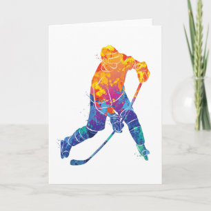 Carte Hockey sur glace aquarelle