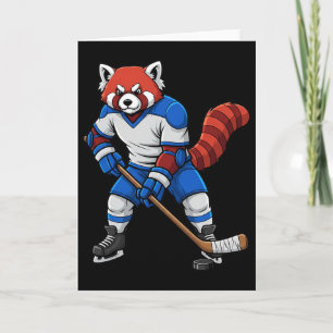 Carte Hockey sur glace Panda roux Joueur de sport Animal