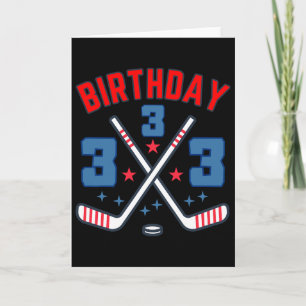 Carte Hockey sur glace Trois Anniversaire Garçon 3e Fête