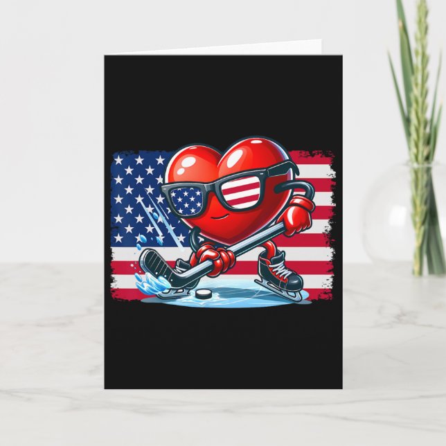 Carte Hockey Valentines Day Valentine Us Flag Sungles Pa (Devant)