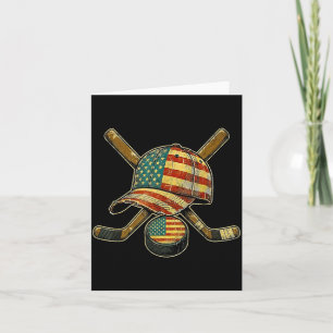 Carte Hockey Vintage Usa Patriotique Bâtons Croisés 1980