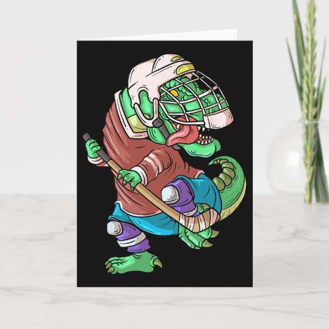 Carte Hockeysaurus Enfants T-rex Dinosaure Avec Bâton de (Devant)