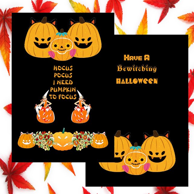Carte Hocus Pocus Bewitter Halloween Citrouilles Éffraya (Hocus Pocus Bewitching Halloween Pumpkins Spooky Card)