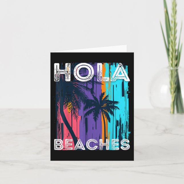 Carte Hola Beaches Hello Summer Vacances Palm Tree Famil (Devant)