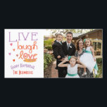 Carte Holiday Happy Hanoukka "Love a Latke"<br><div class="desc">Happy Holiday, Carte photo Hanoukka, "Live Laugh Love a Latke" Glossy, Carte photo avec enveloppe blanche. Personnalisez en remplaçant les photos et le libellé, "Happy Hanoukka, The Blumbergs" Personnaliser le libellé en choisissant votre style de police préféré, la couleur et la taille. Merci de vous être arrêté et de faire...</div>