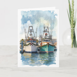 Carte Holiday Harbor Watercolor Greeting Card