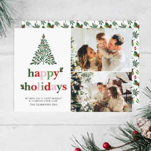 Carte Holiday Holly Merry & Bright