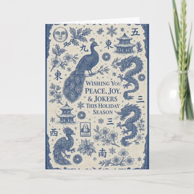 Carte Holiday & Winter Mahjong Toile Cards (Devant)