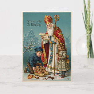 Carte hollandaise vintage de la Saint-Nicolas