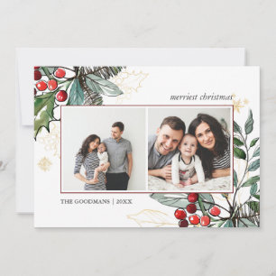 Carte Holly Berries Outlet Noël 2 photos Vacances