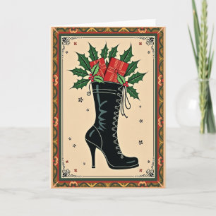 Carte Holly Berry à lacets pour bottes