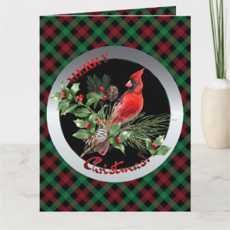 Carte Holly Jolly Cardinal Salutations de Noël