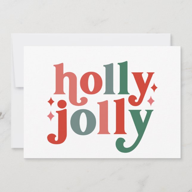 Carte Holly Jolly - Typographie Rétro de Fêtes (Devant)