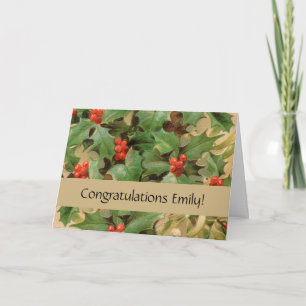 Carte Holly Tree Noël Vintage