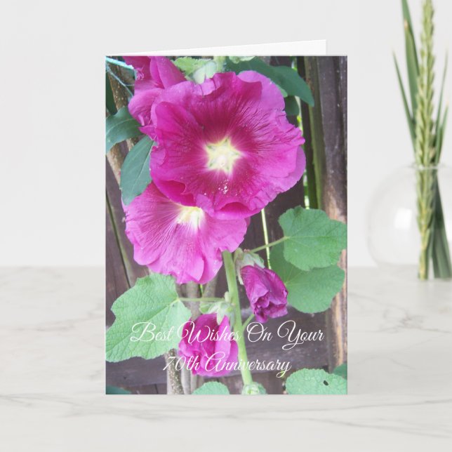Carte Hollyhocks Personalised 70th Wedding Anniversary (Devant)