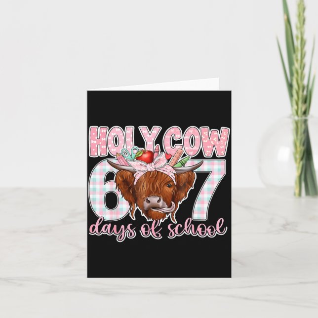 Carte Holy Cow 67 Days Of School Teacher Six Seven Meme  (Devant)