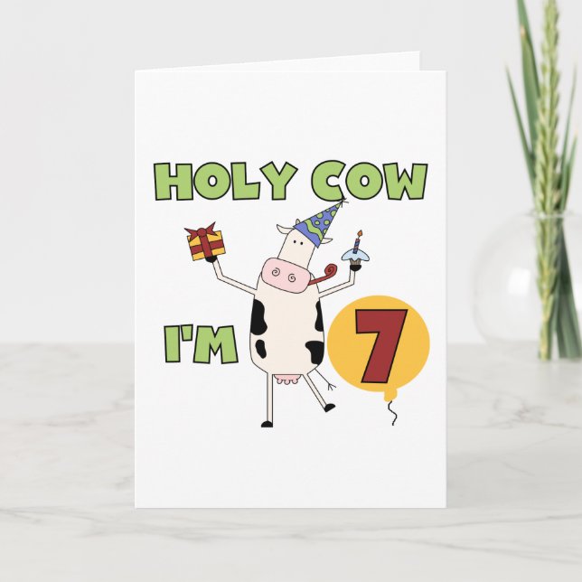 Carte Holy Cow I'm 7 Anniversaire Tshirts et cadeaux (Devant)