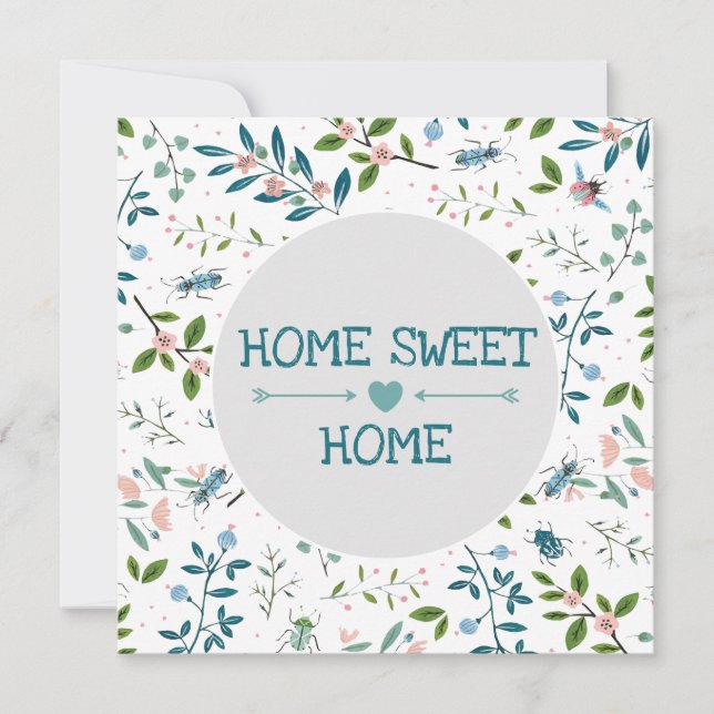 Carte Home Sweet Home Custom Turquoise Green Garden Real (Devant)