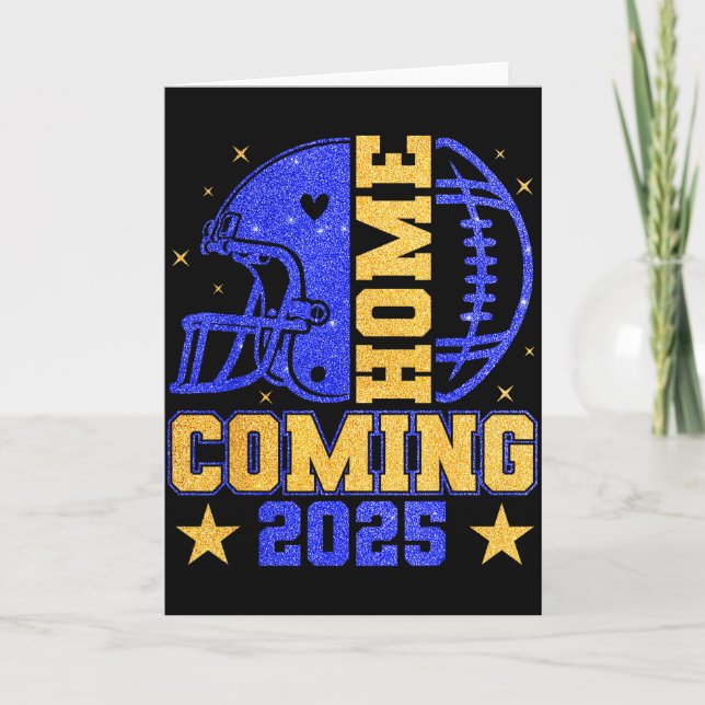Carte Homecoming 2025 Hoco Football Mama Girl Blue Gold  (Devant)