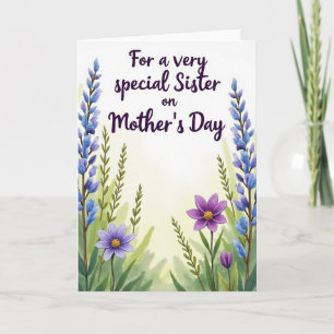 Carte Hommage Fleur Violette Rayée