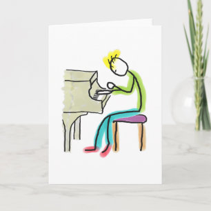 Carte Homme au bâton jouant du piano