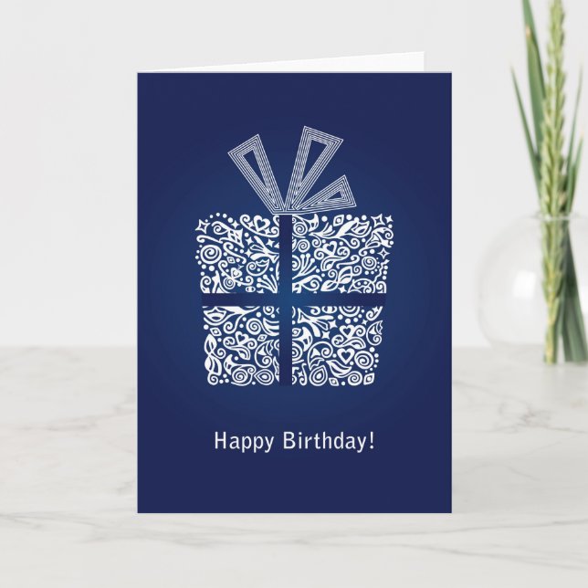 Carte homme d'anniversaire bleu heureux avec boîte (Devant)