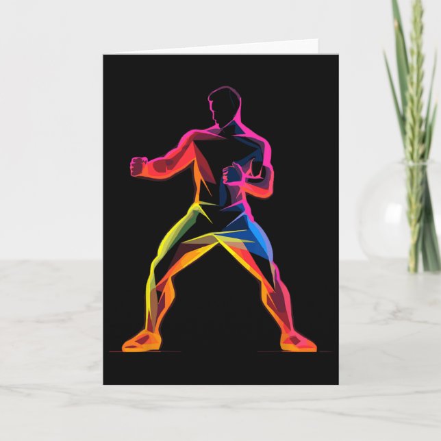 Carte Homme de kickboxing de style dessin animé Kickboxe (Devant)