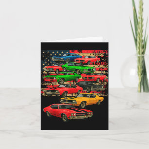 Carte Homme de voiture musculaire classique drapeau amér