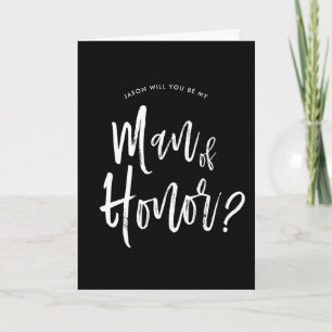 Carte Homme d'honneur   Style de script Mariage noir per