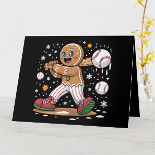 Carte Homme en pain d'épices de Noël Joueur de baseball 