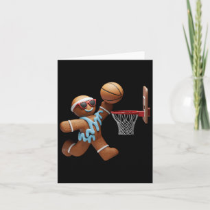Carte Homme en pain d'épices jouant au basket-ball Noël