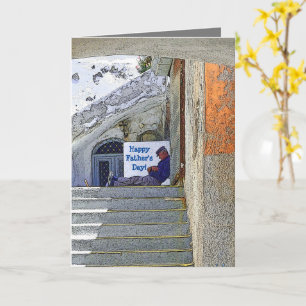 CARTE HOMME EN TRAIN DE FAIRE UNE SIÈSTE/JOYEUSE FÊTE DE