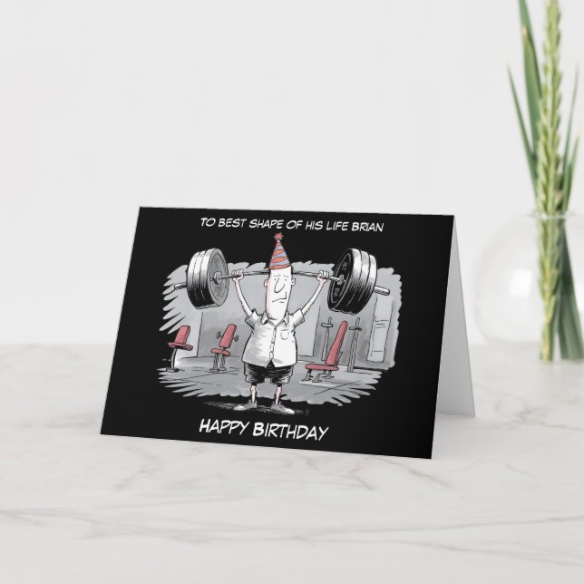 Carte homme fort maigre avec anniversaire casquette (Devant)