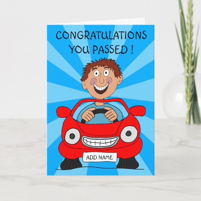 Carte Homme heureux ayant réussi l'examen de conduite  (Devant)