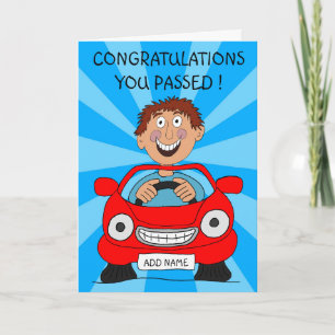 Carte Homme heureux ayant réussi l'examen de conduite