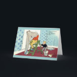 Carte homme manuel<br><div class="desc">Hanging wallpaper can prove to be detrimental. Cute cartoon drawing featuring a man on a ladder covered by wallpaper. Easily personalized and customized.</div>