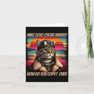 Carte Homme Rétro Chat Pilote Mike Echo O Whisky Meow