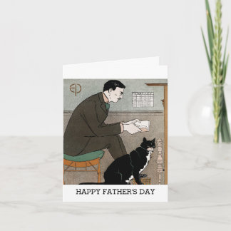 Carte Homme vintage avec un chat Joyuse Fête des Pères