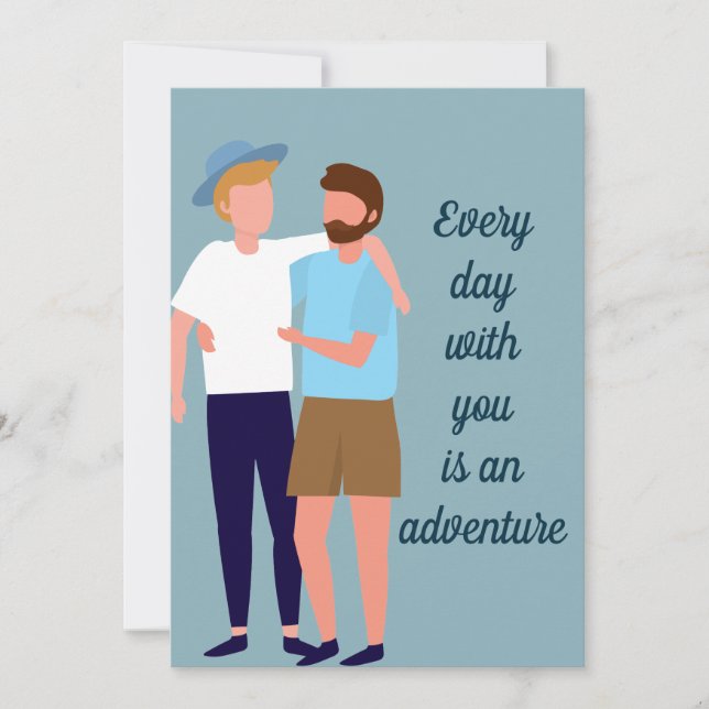 Carte Hommes gais Couple dans Love Anniversaire Citation (Devant)