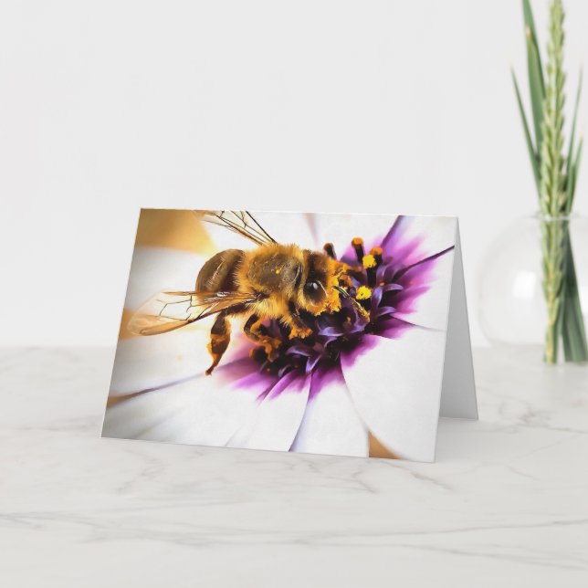 Carte Honey Bee Sur L'Art Acrylique Africain Daisy (Devant)