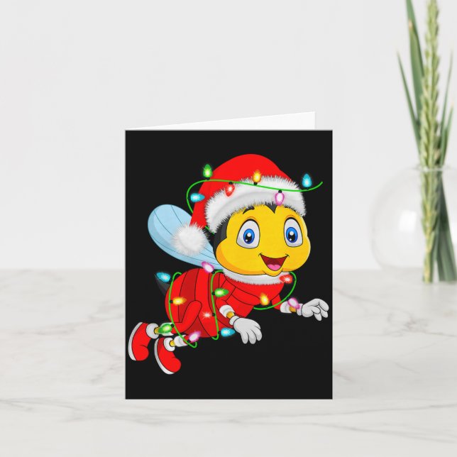 Carte Honey Bees Christmas Lights Santa Costume Cute Ani (Devant)