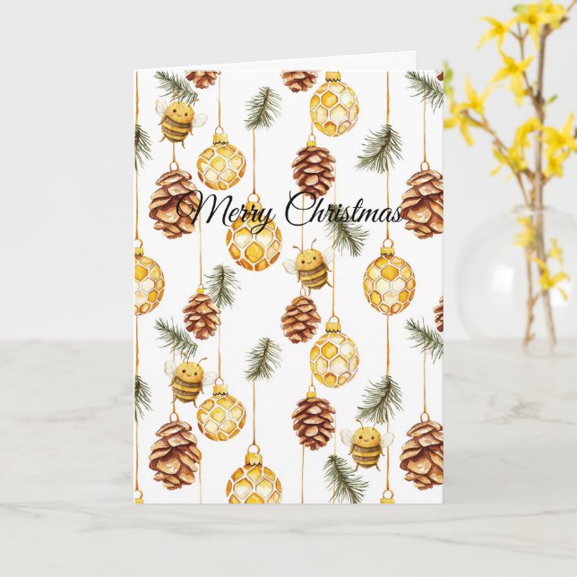 Carte Honey Ornaments Happy Bees Christmas Pine Cones (Fleur jaune)