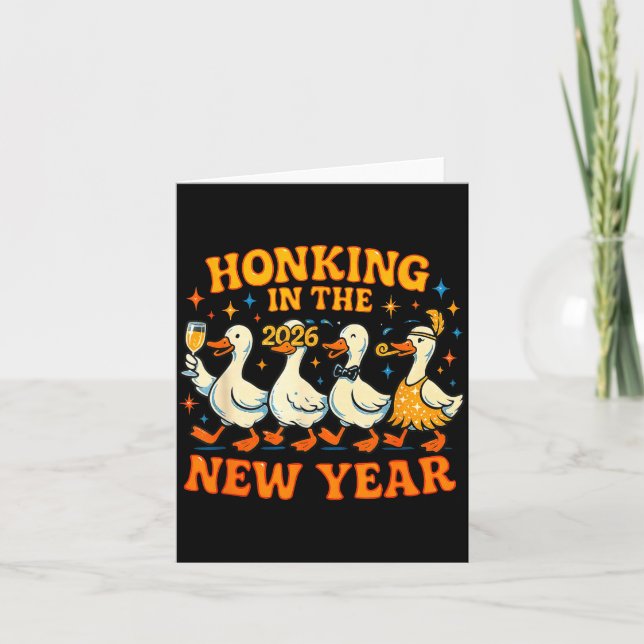 Carte Honking In The New Year 2026 Funny Duck Gift  (Devant)