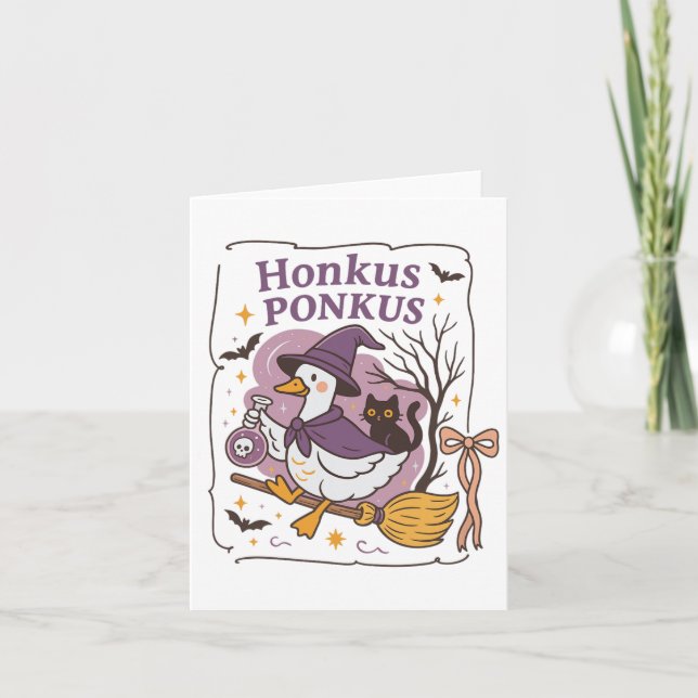 Carte Honkus Ponkus Goose Halloween Witch Goose Silly Go (Devant)