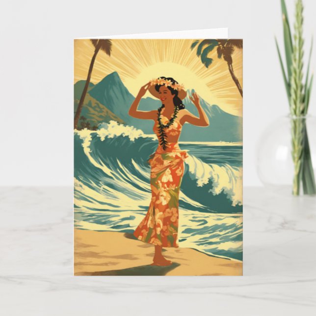 Carte Honolulu vintage Hawaii Mid-Pacific Travel (Devant)